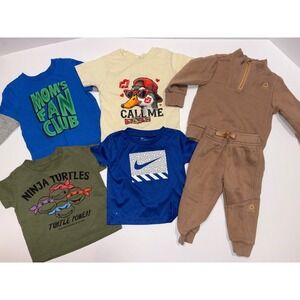 Boys 12 Months Bundle 6pc Tshirts‎ Pants sweatsuit Ninja Turtles Nike Reebok